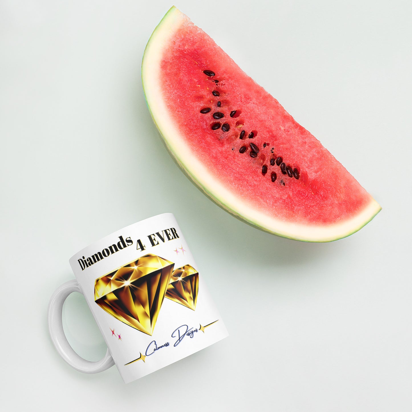 Diamonds 4 EVER, Diamonds Stars, Calmness Designs, White glossy mug