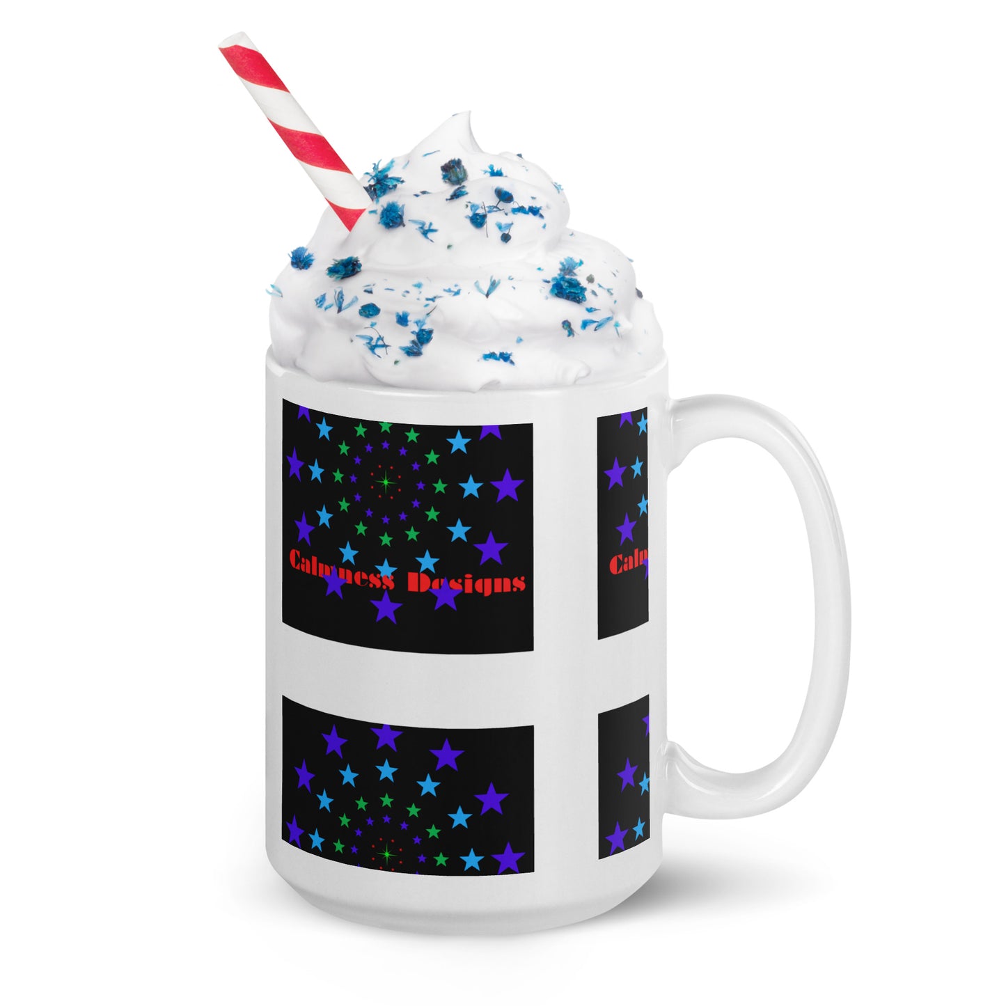Stars Circle Icon, Calmness Designs, White glossy mug