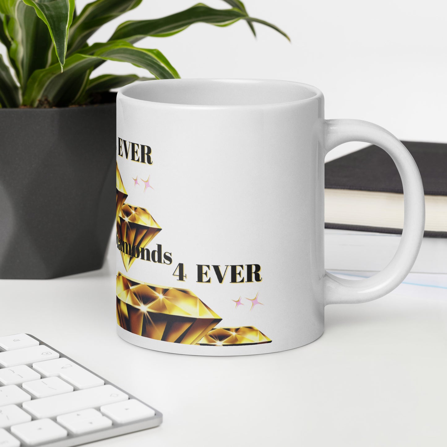 Diamonds 4 EVER, Diamonds Stars, Calmness Designs, White glossy mug