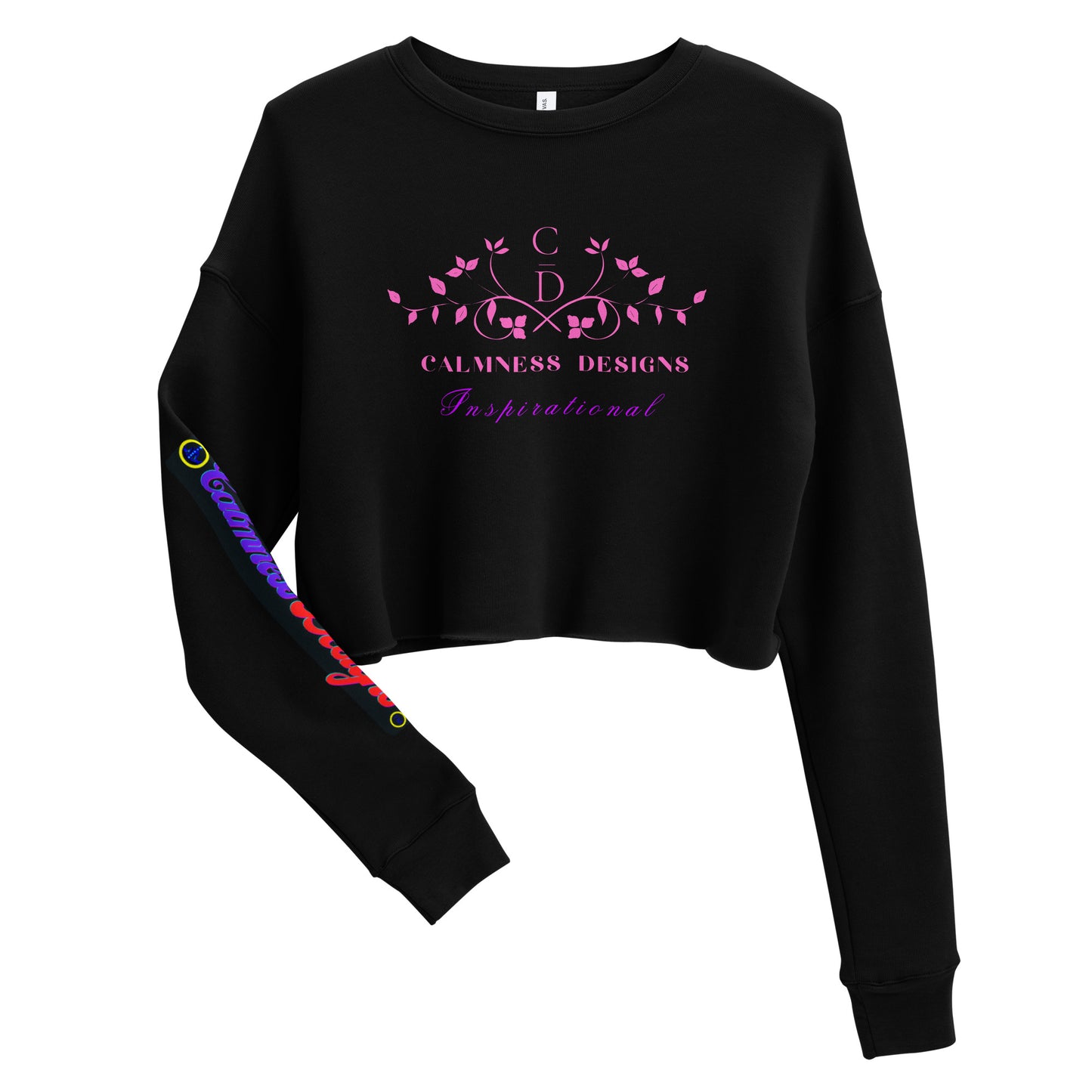 Ivory Pink Traditional Couple Monogram Wedding Logo, Calmness Designs, Creative Designs, Crop Sweatshirt