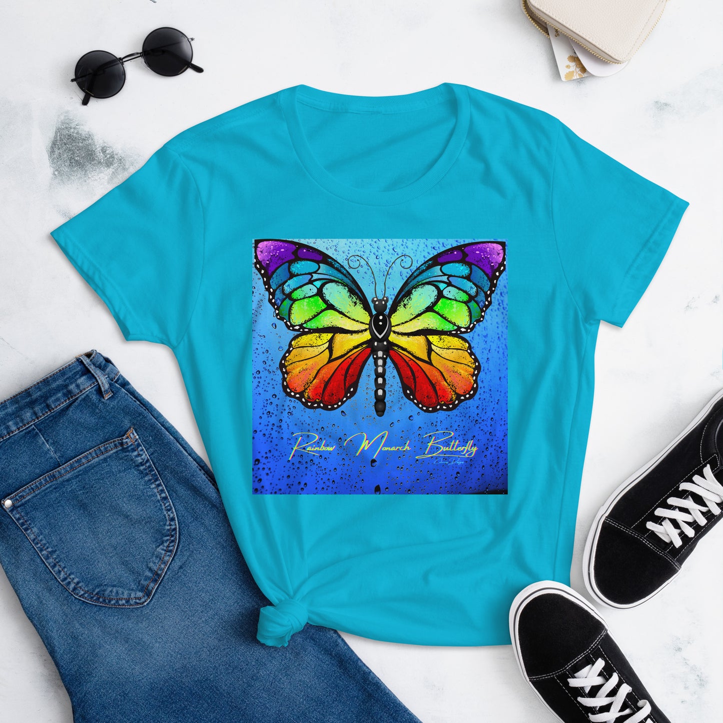 Rainbow Monarch Butterfly Women's short sleeve t-shirt