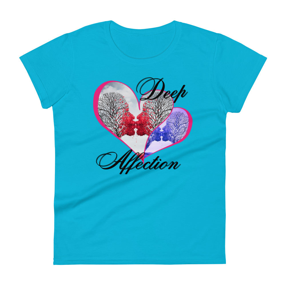 Love Therapy, Couple Kissing Hearts, Deep Affection, Calmness Designs, Women's short sleeve t-shirt