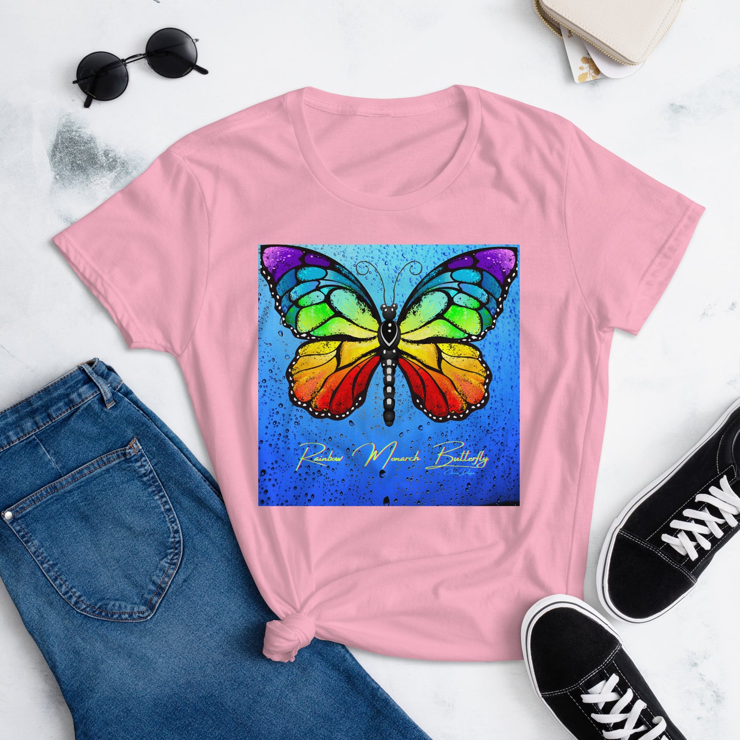Rainbow Monarch Butterfly Women's short sleeve t-shirt