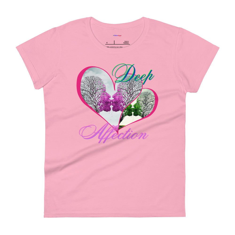 Love Therapy, Couple Kissing Hearts, Deep Affection, Calmness Designs, Women's short sleeve t-shirt