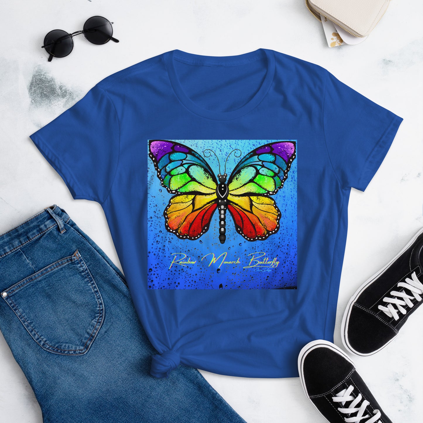 Rainbow Monarch Butterfly Women's short sleeve t-shirt