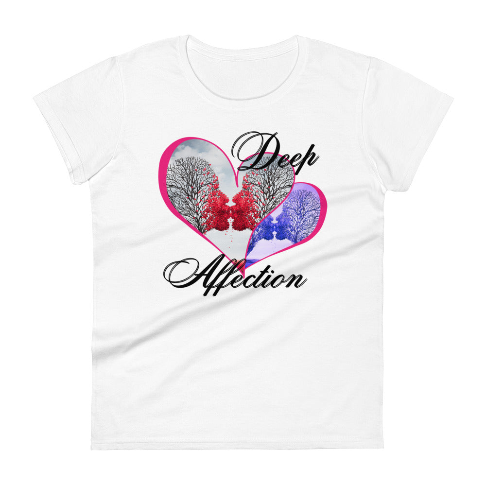 Love Therapy, Couple Kissing Hearts, Deep Affection, Calmness Designs, Women's short sleeve t-shirt