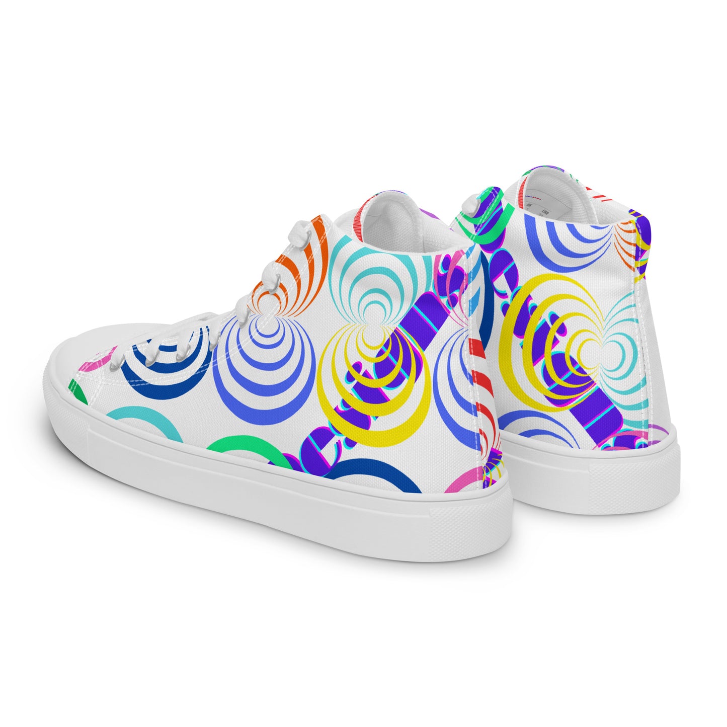 Round Circle Lines, Calmness Designs, Women’s high top canvas shoes
