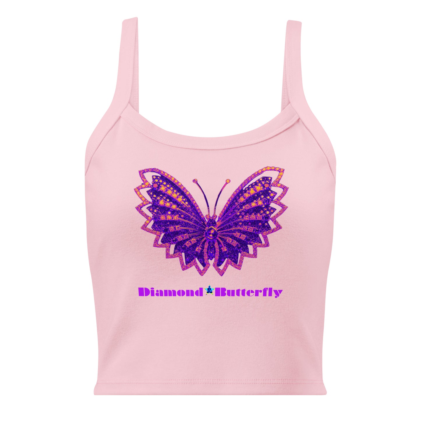 Designer Diamond Butterfly Brooch, Women’s micro-rib tank top
