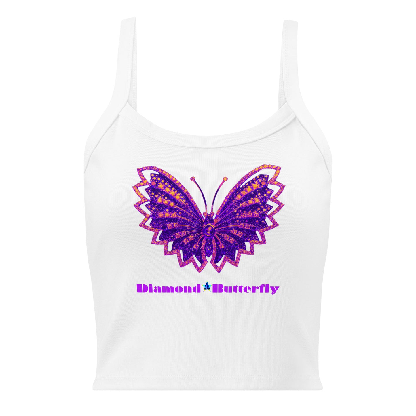 Designer Diamond Butterfly Brooch, Women’s micro-rib tank top