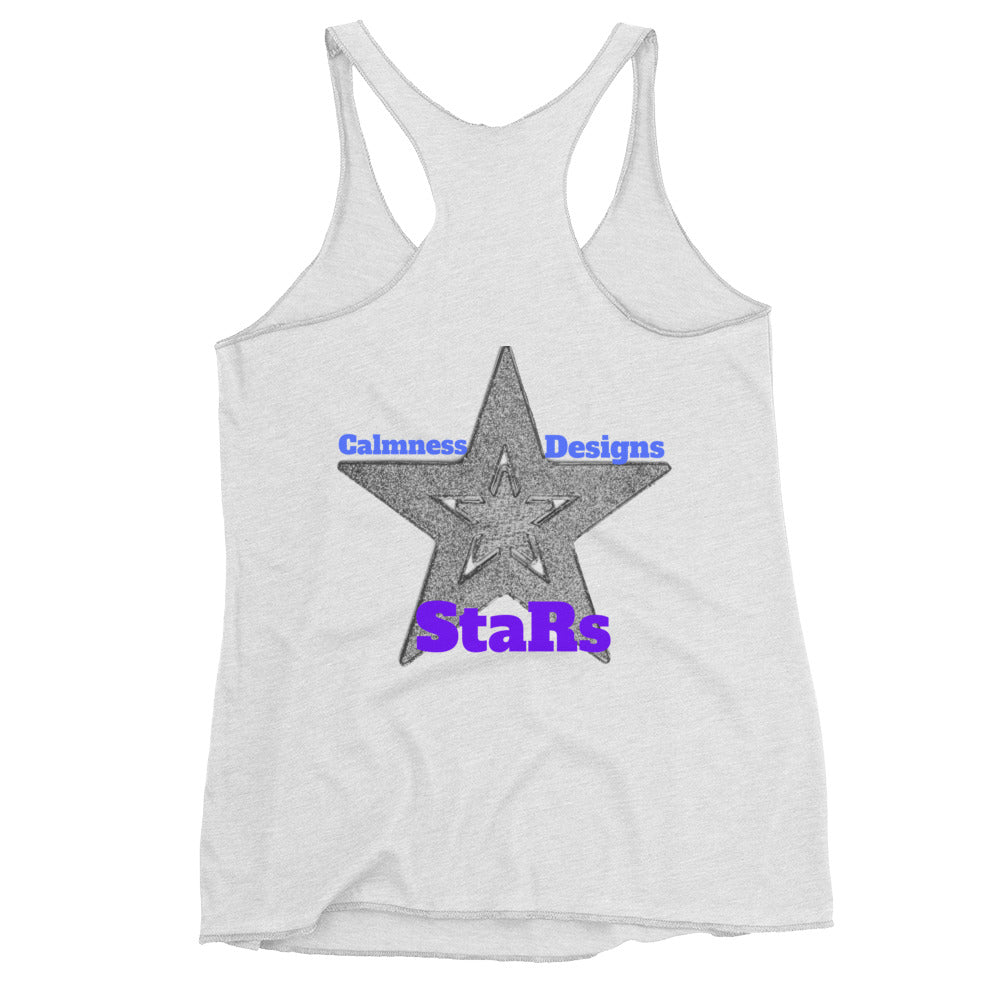 Gray Christmas Stars, Calmness Designs, Women's Racerback Tank