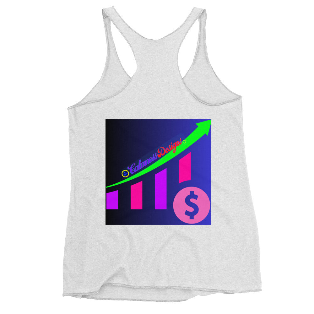 Money Growth, Growth Chart, Arrow, Dollar-Sign ,Calmness Designs, Creative Designs, Women's Racerback Tank