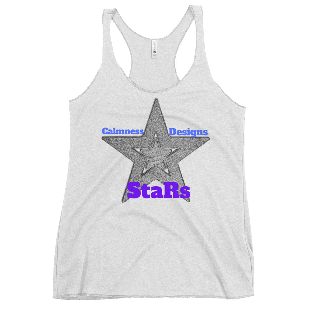 Gray Christmas Stars, Calmness Designs, Women's Racerback Tank