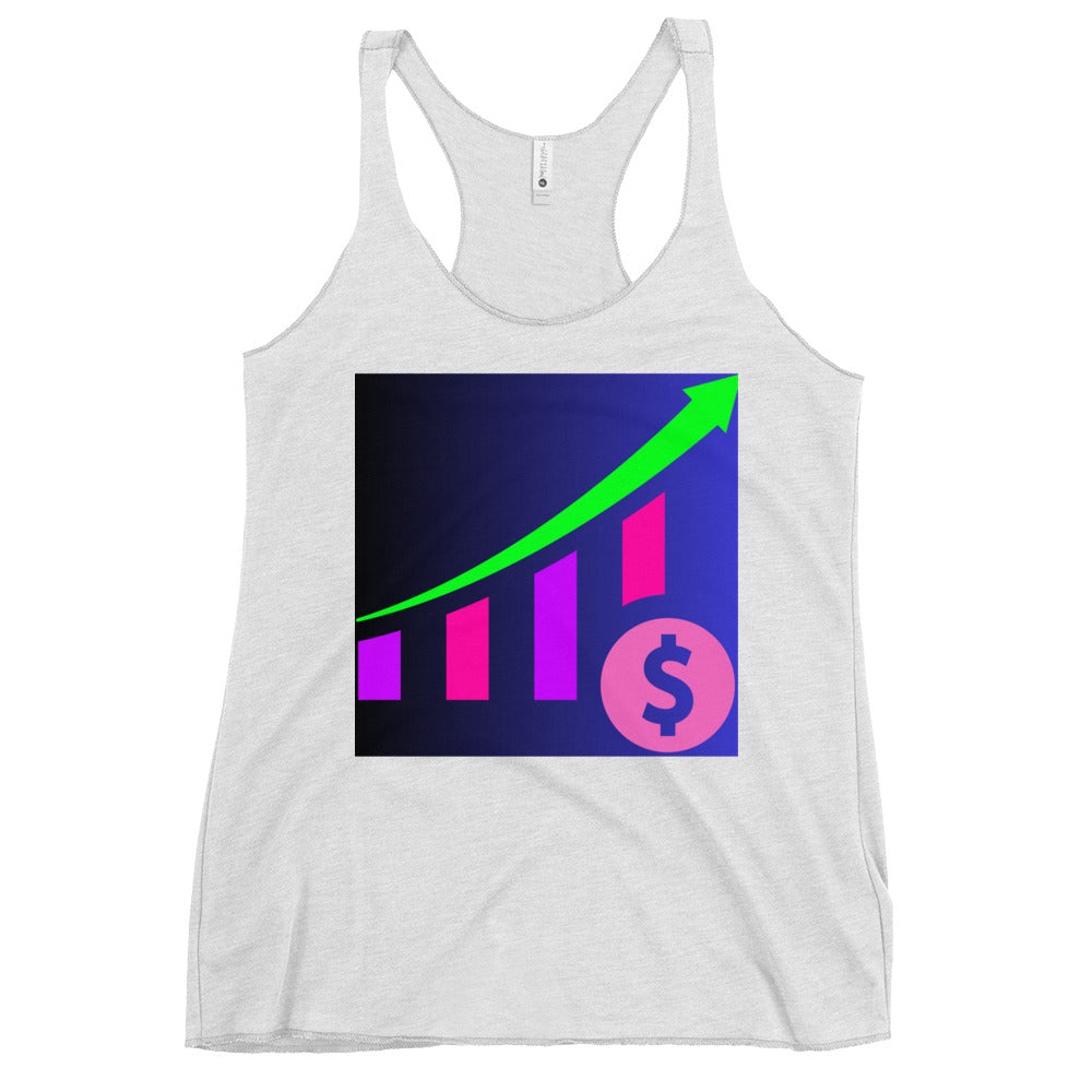 Money Growth, Growth Chart, Arrow, Dollar-Sign ,Calmness Designs, Creative Designs, Women's Racerback Tank