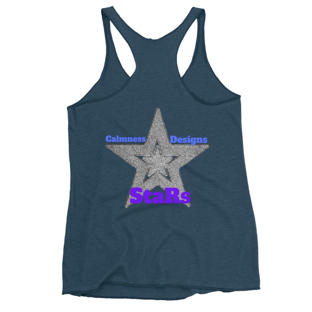 Gray Christmas Stars, Calmness Designs, Women's Racerback Tank