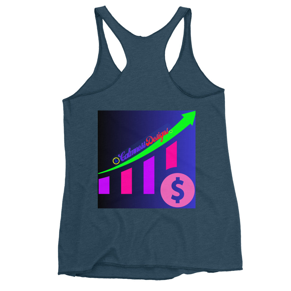 Money Growth, Growth Chart, Arrow, Dollar-Sign ,Calmness Designs, Creative Designs, Women's Racerback Tank