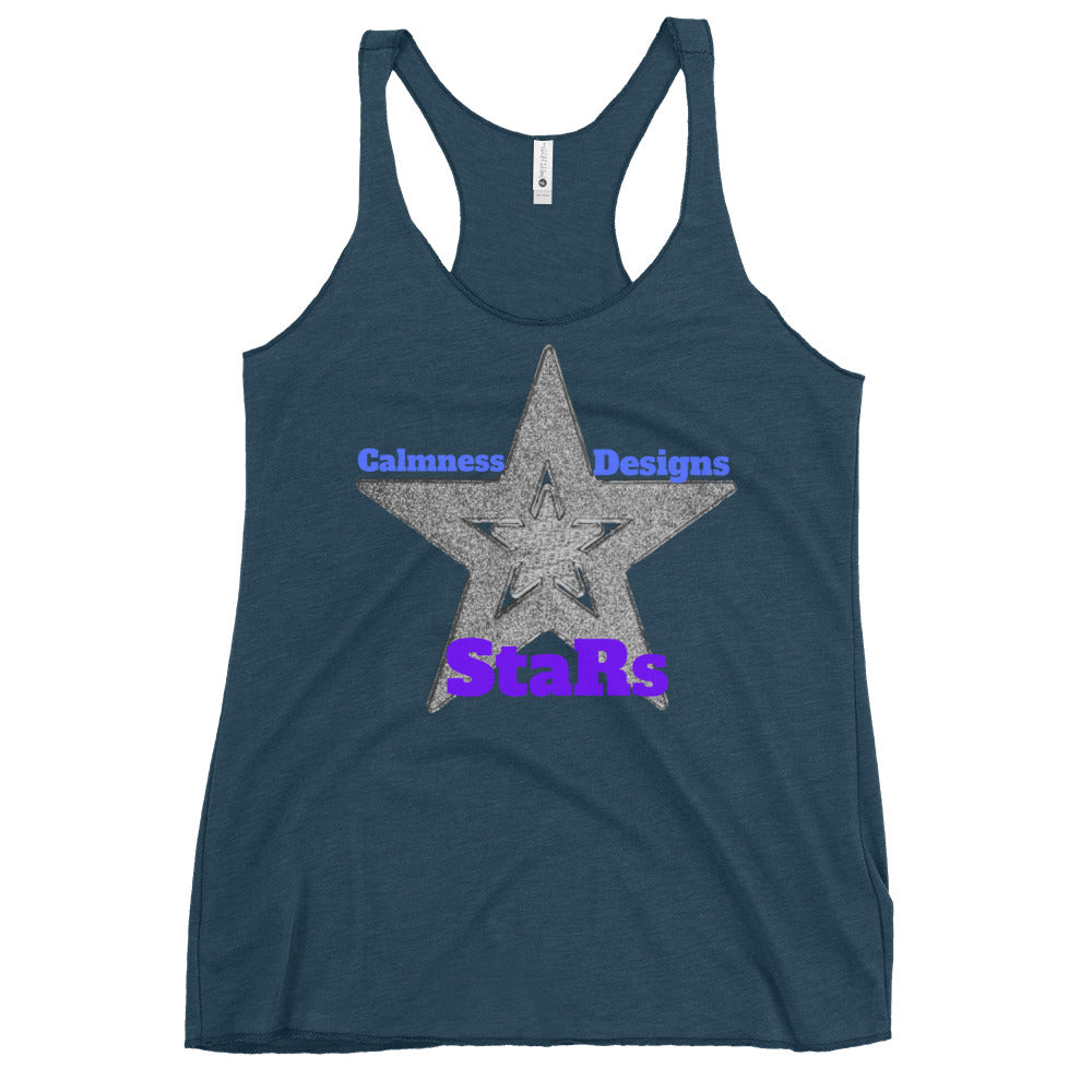 Gray Christmas Stars, Calmness Designs, Women's Racerback Tank