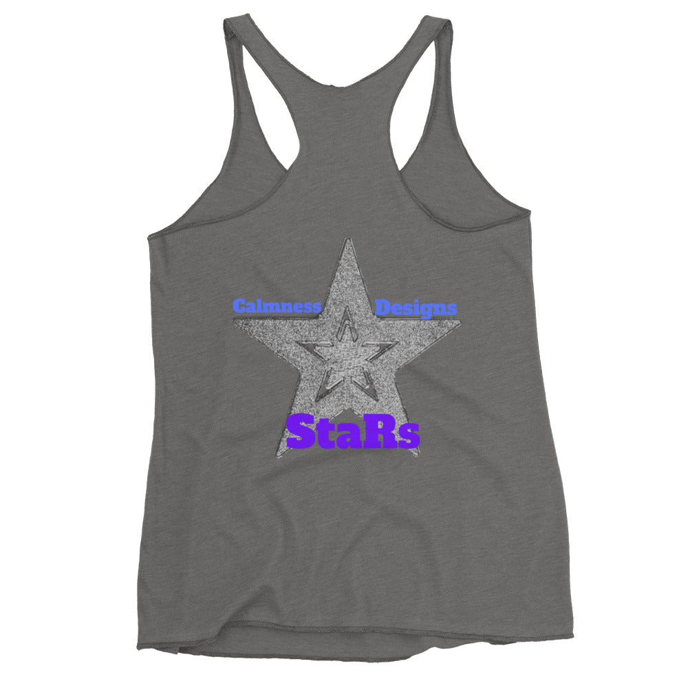 Gray Christmas Stars, Calmness Designs, Women's Racerback Tank