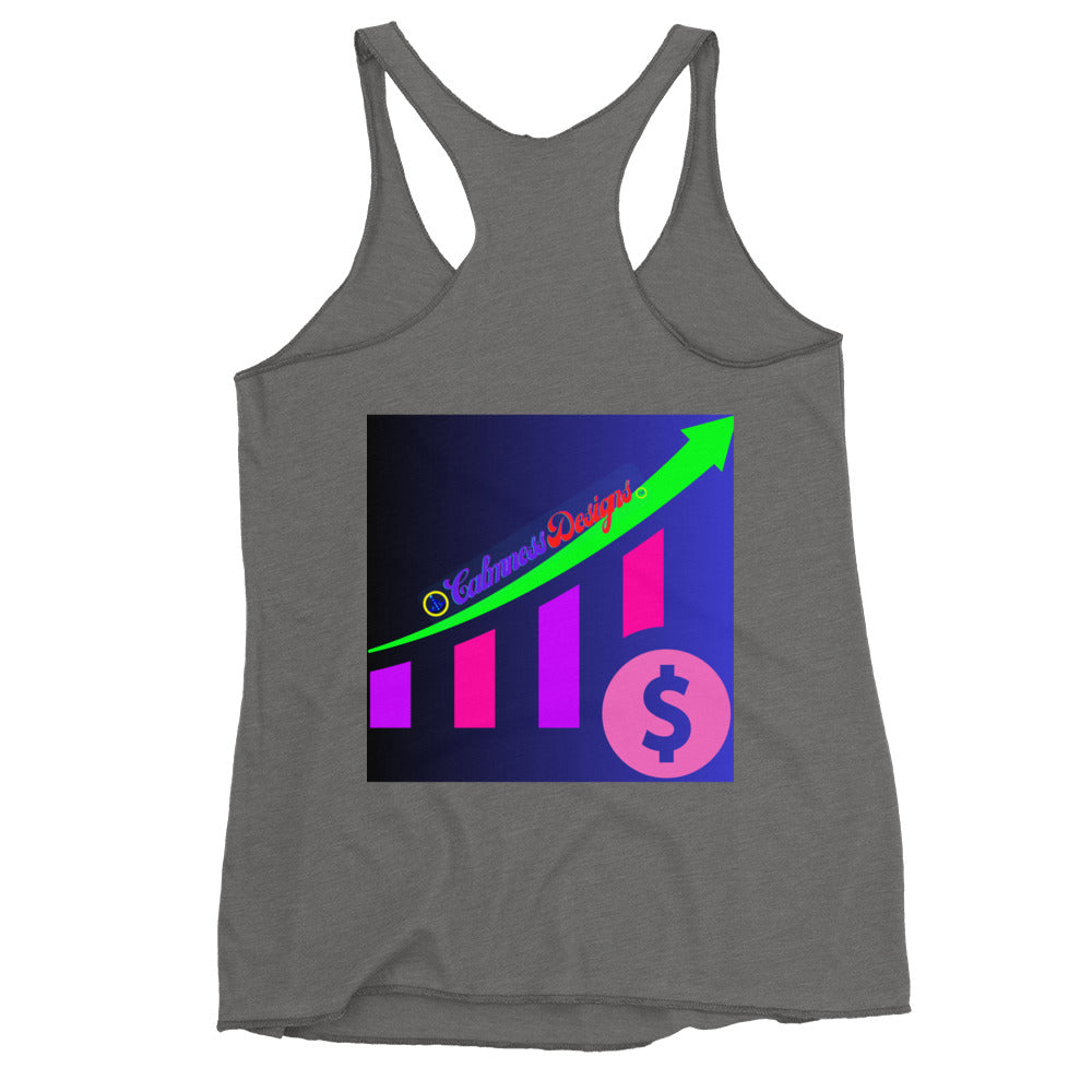 Money Growth, Growth Chart, Arrow, Dollar-Sign ,Calmness Designs, Creative Designs, Women's Racerback Tank