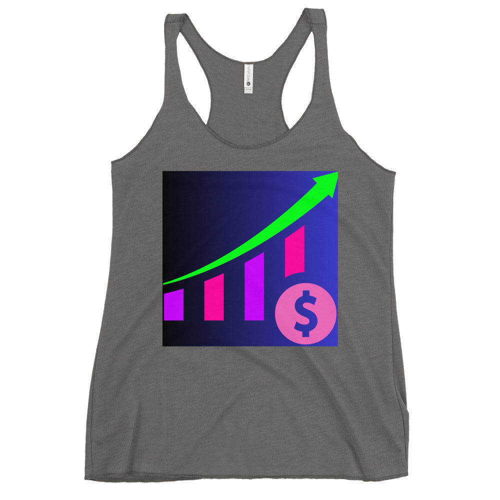 Money Growth, Growth Chart, Arrow, Dollar-Sign ,Calmness Designs, Creative Designs, Women's Racerback Tank