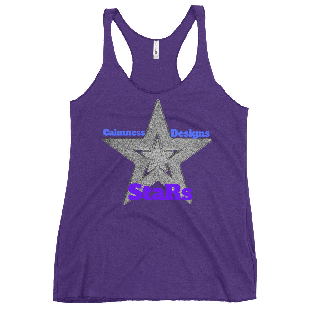 Gray Christmas Stars, Calmness Designs, Women's Racerback Tank