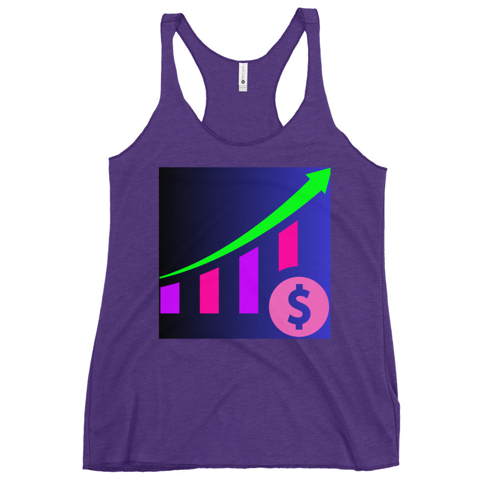 Money Growth, Growth Chart, Arrow, Dollar-Sign ,Calmness Designs, Creative Designs, Women's Racerback Tank