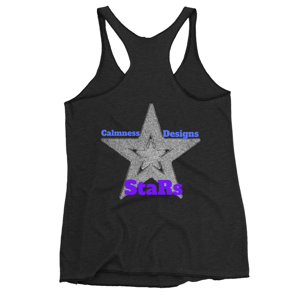 Gray Christmas Stars, Calmness Designs, Women's Racerback Tank