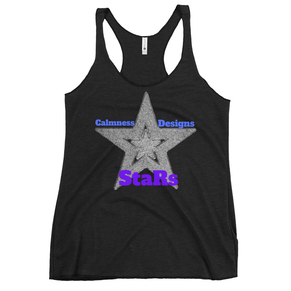 Gray Christmas Stars, Calmness Designs, Women's Racerback Tank