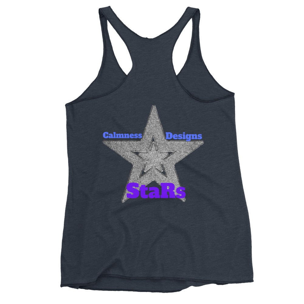 Gray Christmas Stars, Calmness Designs, Women's Racerback Tank