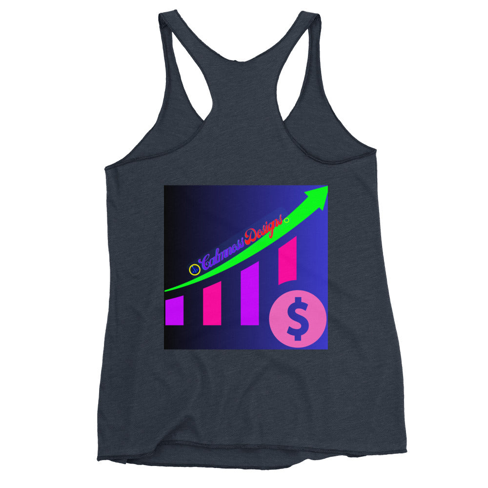 Money Growth, Growth Chart, Arrow, Dollar-Sign ,Calmness Designs, Creative Designs, Women's Racerback Tank