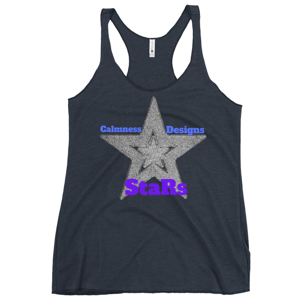 Gray Christmas Stars, Calmness Designs, Women's Racerback Tank