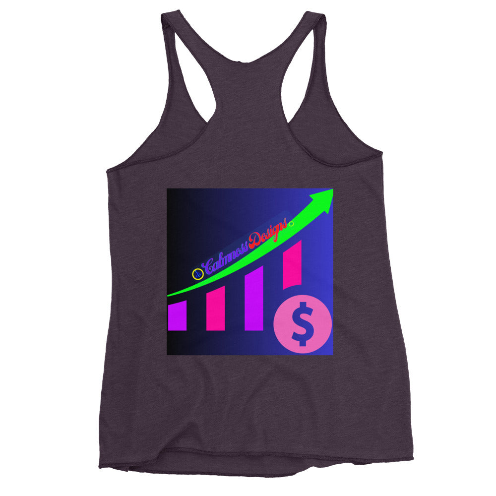 Money Growth, Growth Chart, Arrow, Dollar-Sign ,Calmness Designs, Creative Designs, Women's Racerback Tank