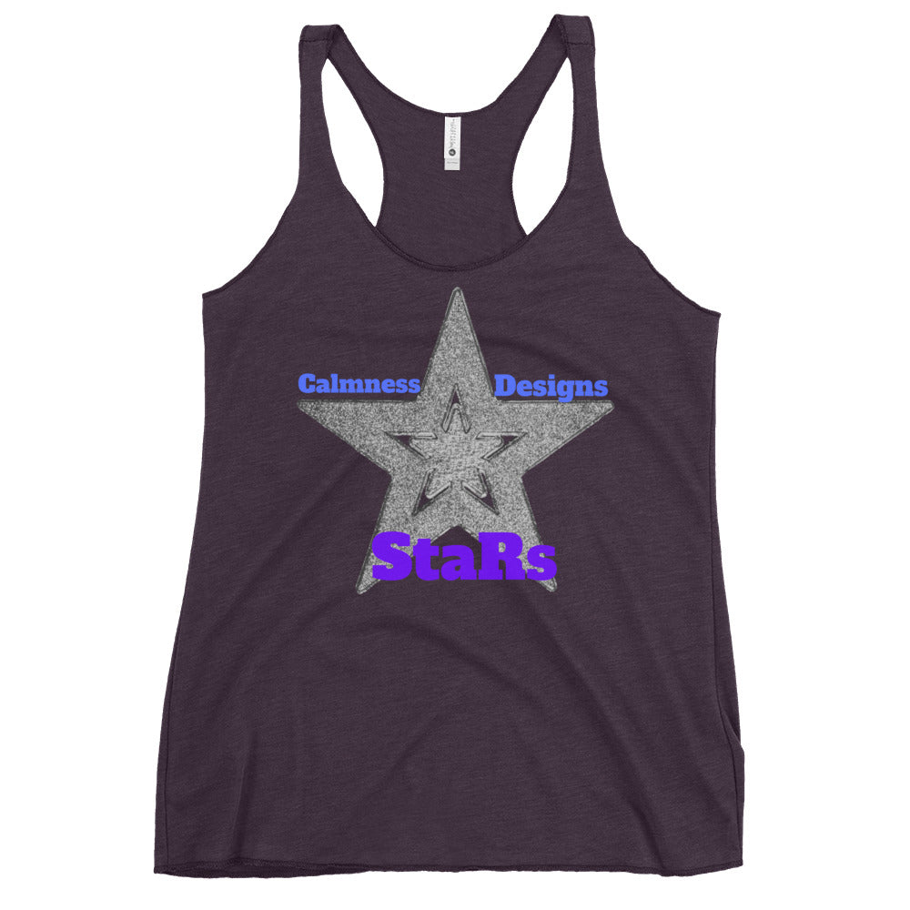 Gray Christmas Stars, Calmness Designs, Women's Racerback Tank