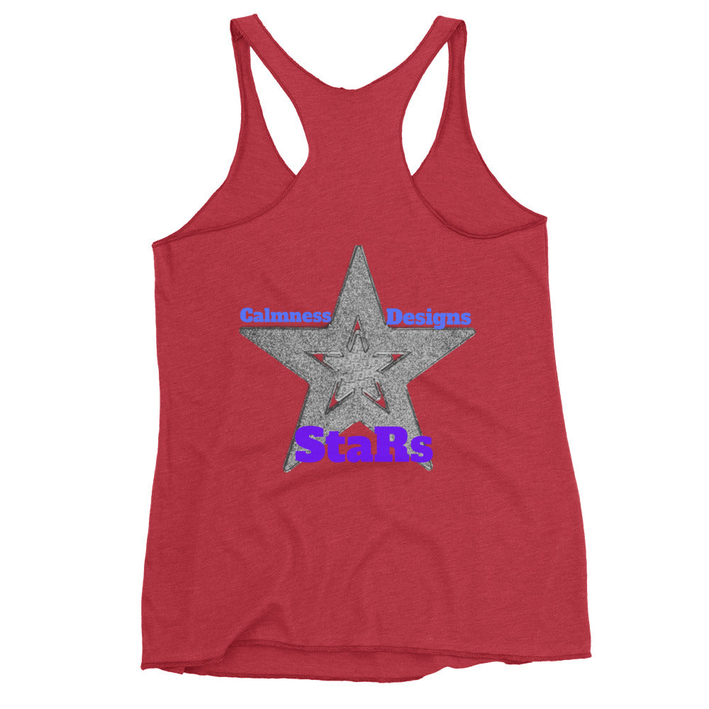 Gray Christmas Stars, Calmness Designs, Women's Racerback Tank