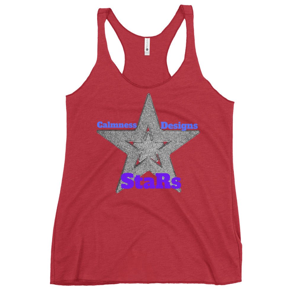 Gray Christmas Stars, Calmness Designs, Women's Racerback Tank