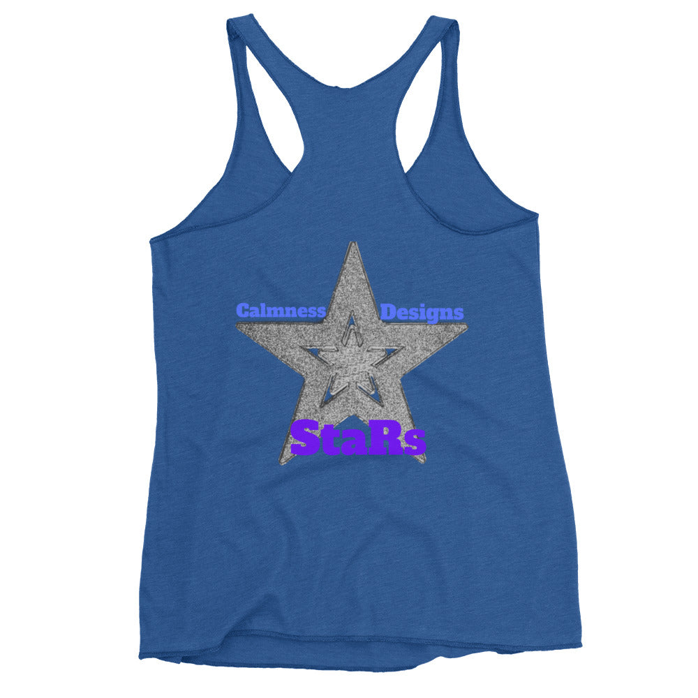 Gray Christmas Stars, Calmness Designs, Women's Racerback Tank