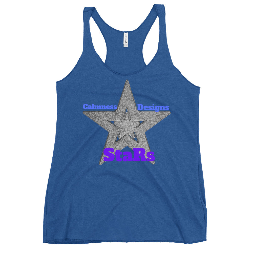 Gray Christmas Stars, Calmness Designs, Women's Racerback Tank