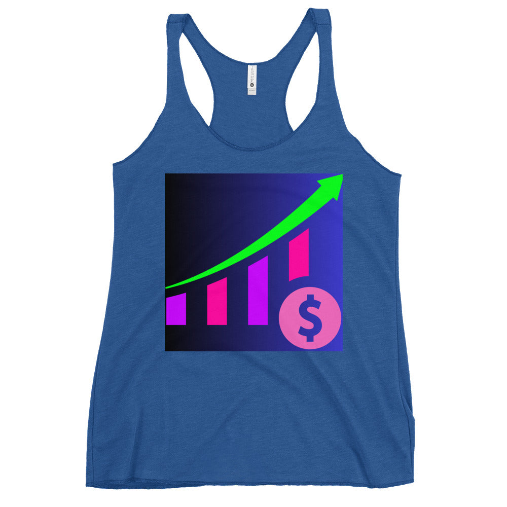 Money Growth, Growth Chart, Arrow, Dollar-Sign ,Calmness Designs, Creative Designs, Women's Racerback Tank