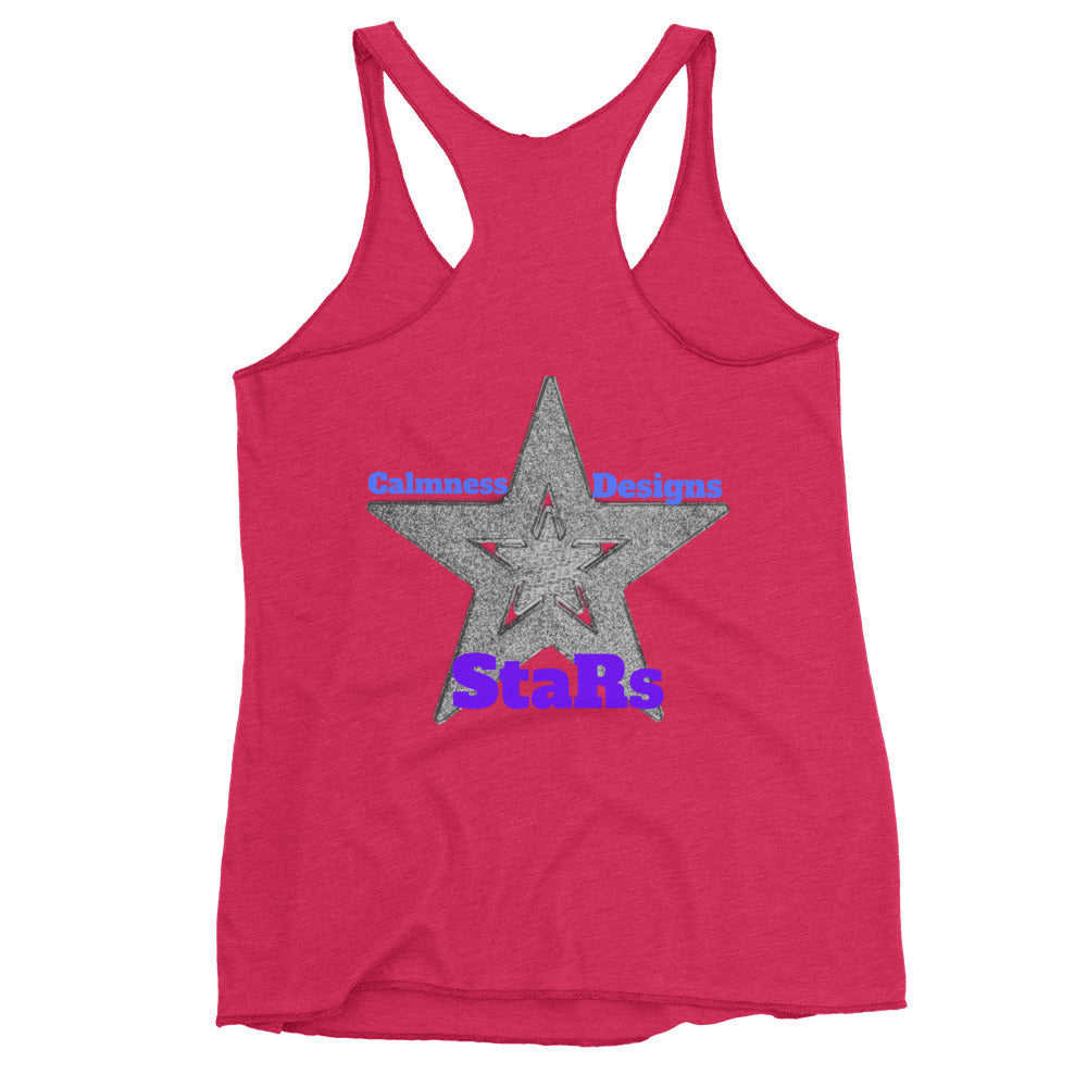 Gray Christmas Stars, Calmness Designs, Women's Racerback Tank