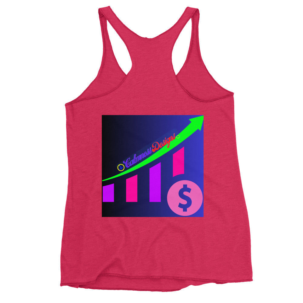 Money Growth, Growth Chart, Arrow, Dollar-Sign ,Calmness Designs, Creative Designs, Women's Racerback Tank