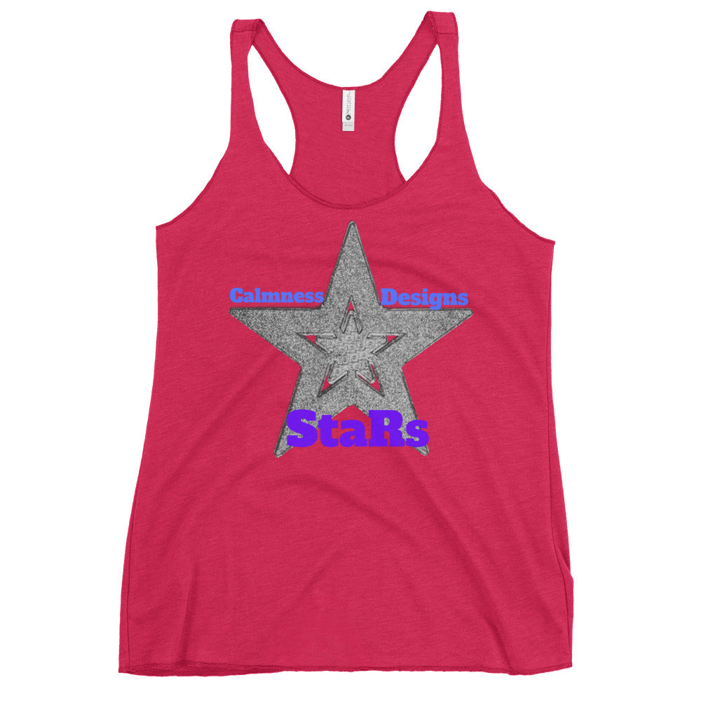 Gray Christmas Stars, Calmness Designs, Women's Racerback Tank