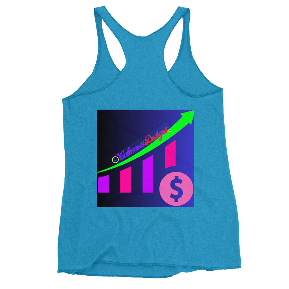 Money Growth, Growth Chart, Arrow, Dollar-Sign ,Calmness Designs, Creative Designs, Women's Racerback Tank
