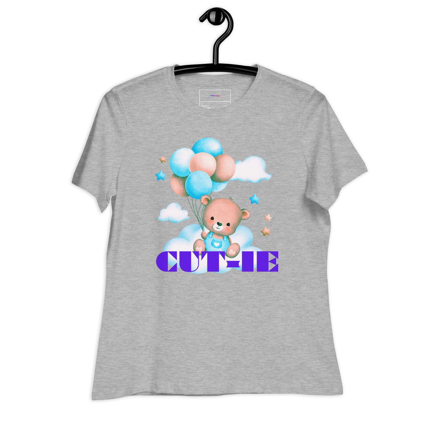 Cute Teddy Bear and Balloon, Calmness Designs, Creative Designs, Women's Relaxed T-Shirt