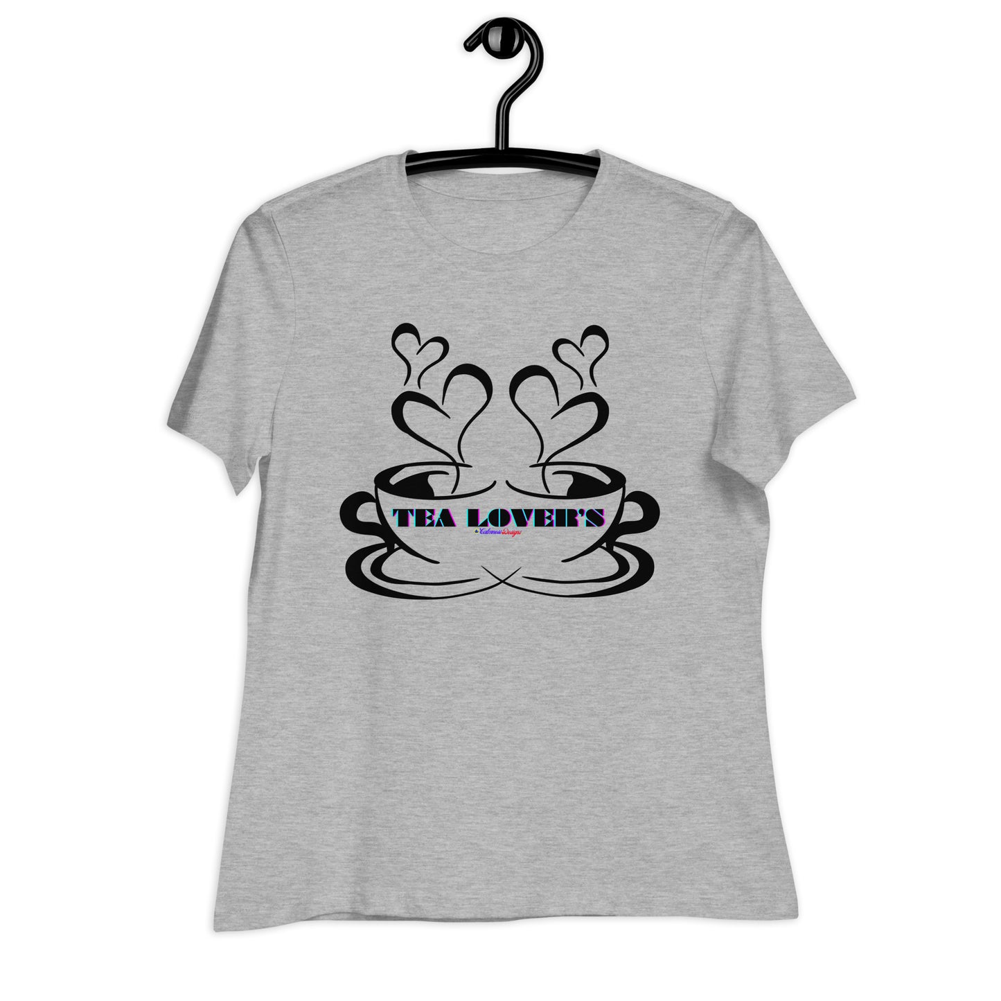 TEA LOVER'S 2 CUPS of COFFEE, Hearts, CALMNESS DESIGNS, Creative Designer's, Women's Relaxed T-Shirt
