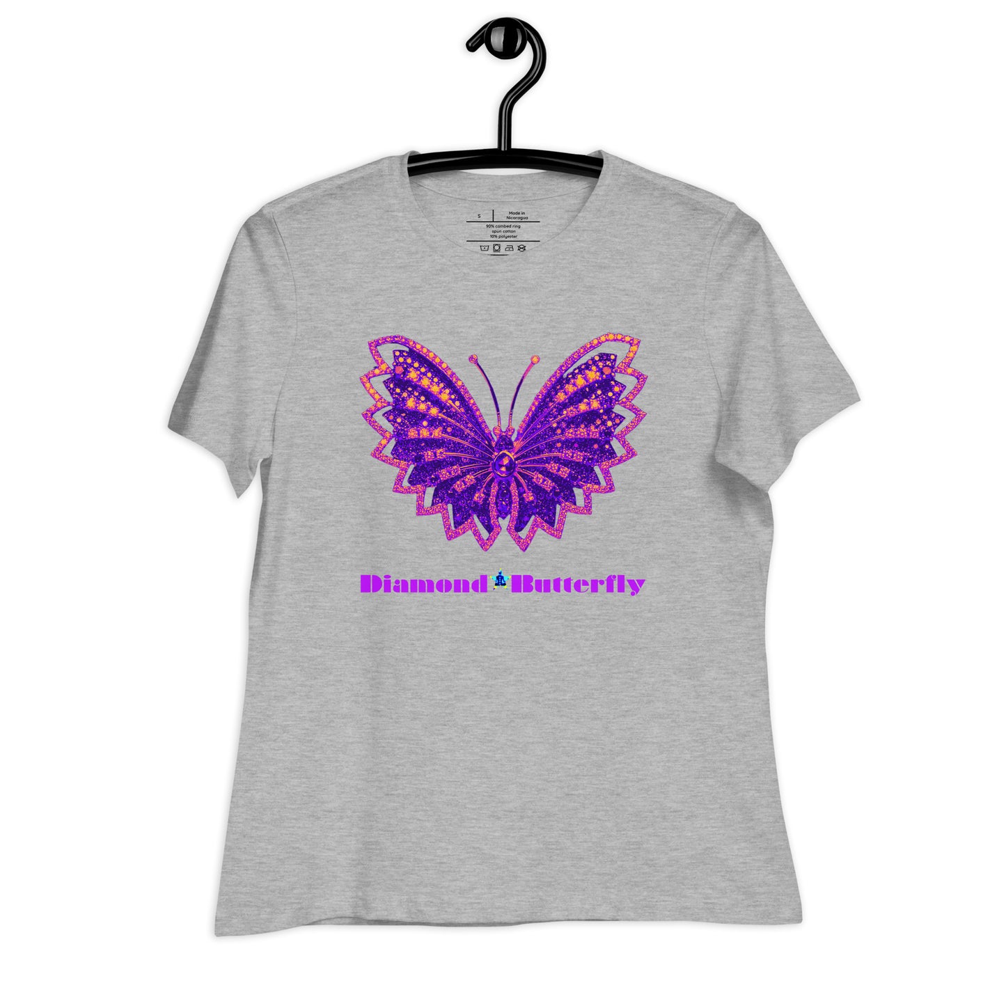 Designer Diamond Butterfly Brooch, CALMNESS DESIGNS, Women's Relaxed T-Shirt