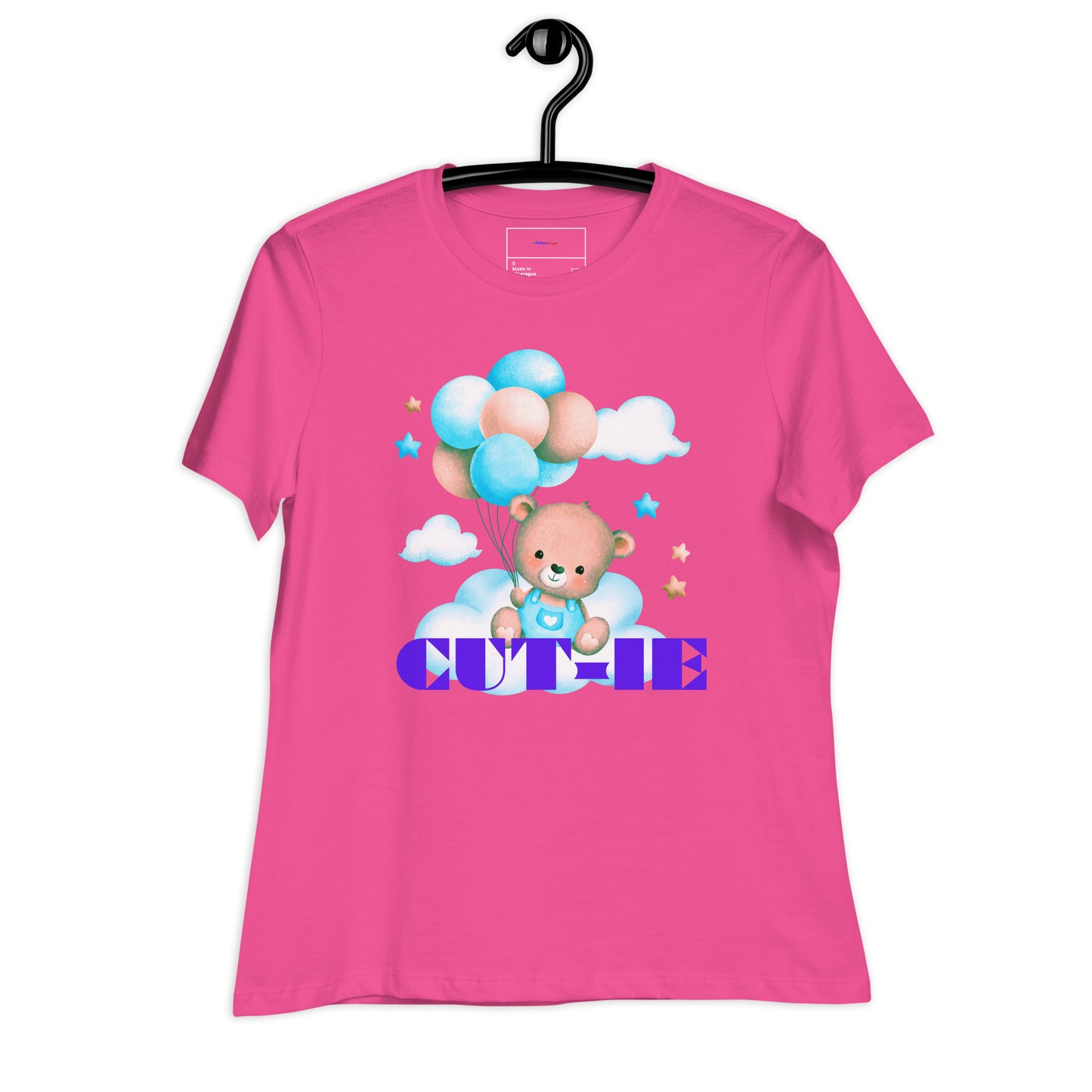 Cute Teddy Bear and Balloon, Calmness Designs, Creative Designs, Women's Relaxed T-Shirt