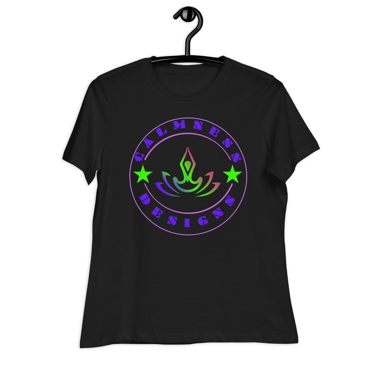 Yoga Meditation, Lotus Pose, Stars, CALMNESS DESIGNS, Creative Designer's, Women's Relaxed T-Shirt