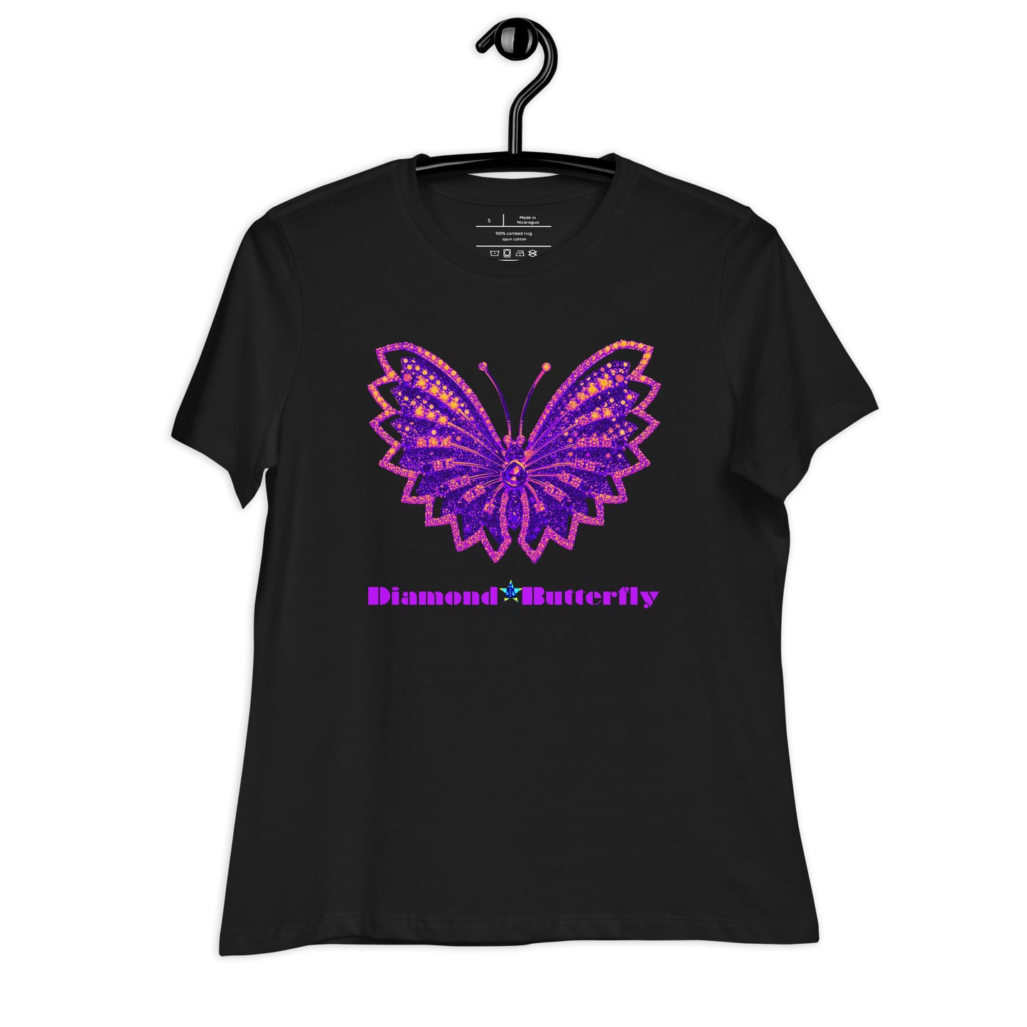 Designer Diamond Butterfly Brooch, CALMNESS DESIGNS, Women's Relaxed T-Shirt
