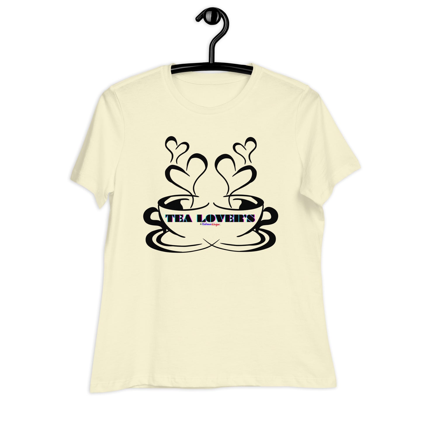 TEA LOVER'S 2 CUPS of COFFEE, Hearts, CALMNESS DESIGNS, Creative Designer's, Women's Relaxed T-Shirt