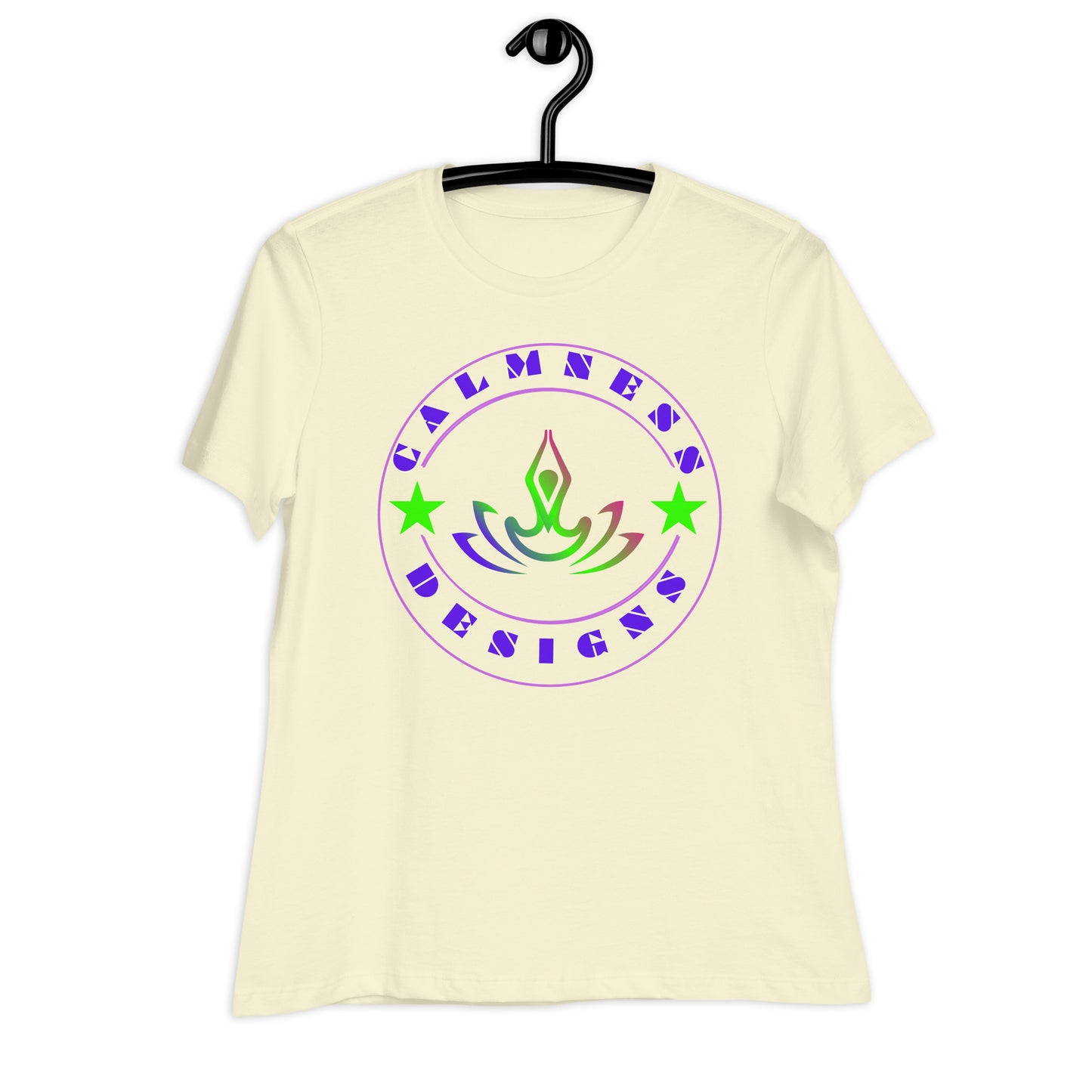 Yoga Meditation, Lotus Pose, Stars, CALMNESS DESIGNS, Creative Designer's, Women's Relaxed T-Shirt