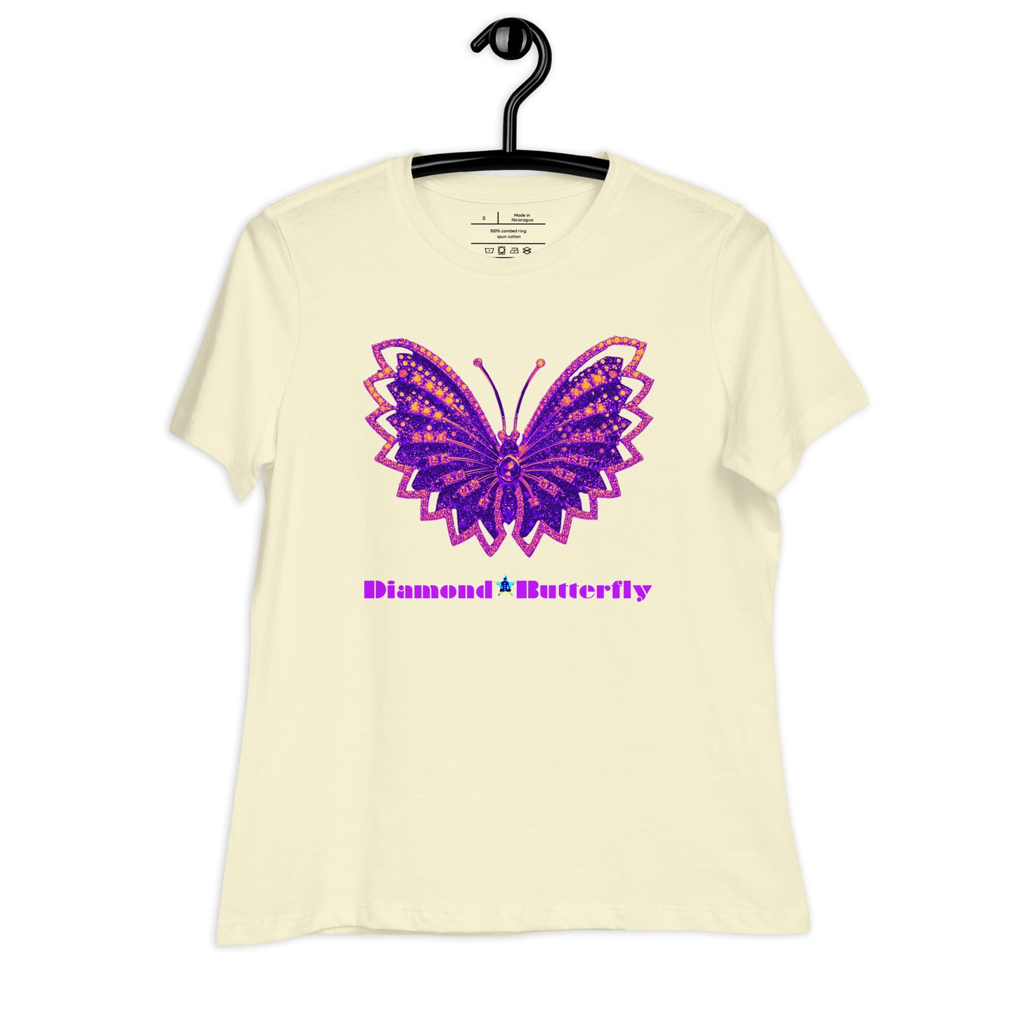Designer Diamond Butterfly Brooch, CALMNESS DESIGNS, Women's Relaxed T-Shirt